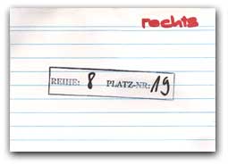 Die Platzkarte...